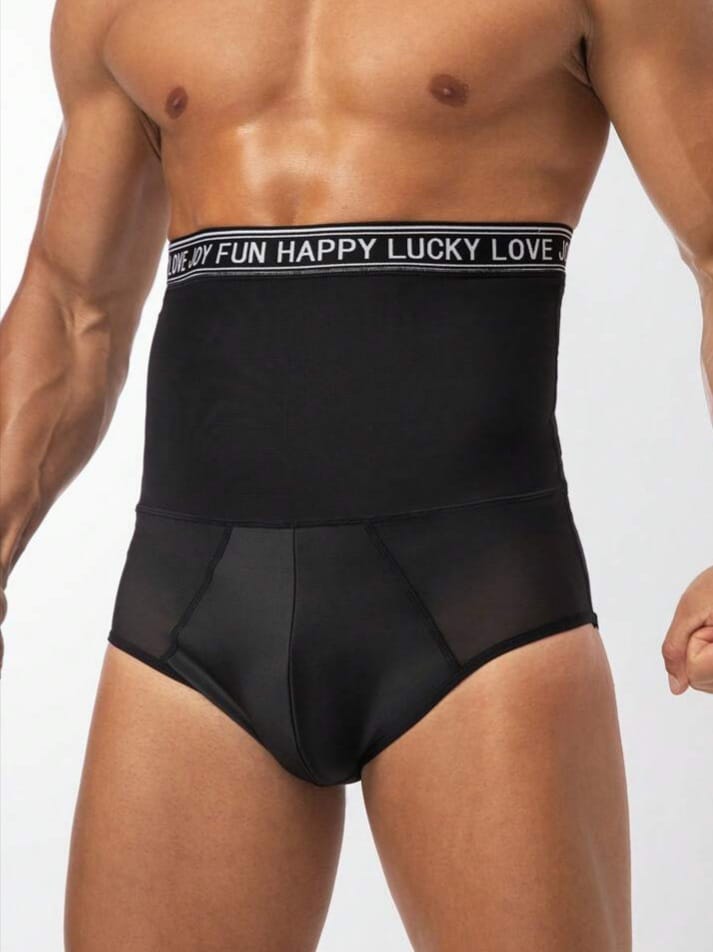 B-FIT Men's Waist Shaping Pant With Webbing, Mesh & Patchwork Design Shapewear